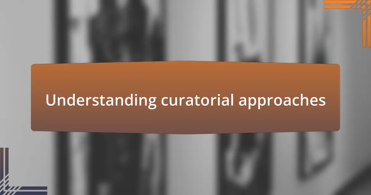 Understanding curatorial approaches